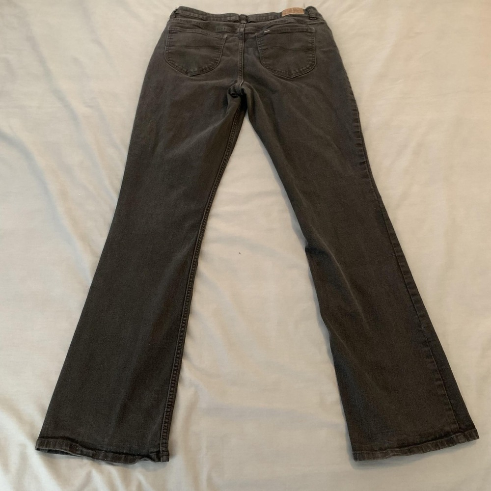 Lee Jeans Womens 14 L Gray Dark Charcoal Wash Mid Rise Bootcut Stretch Denim - Picture 8 of 11